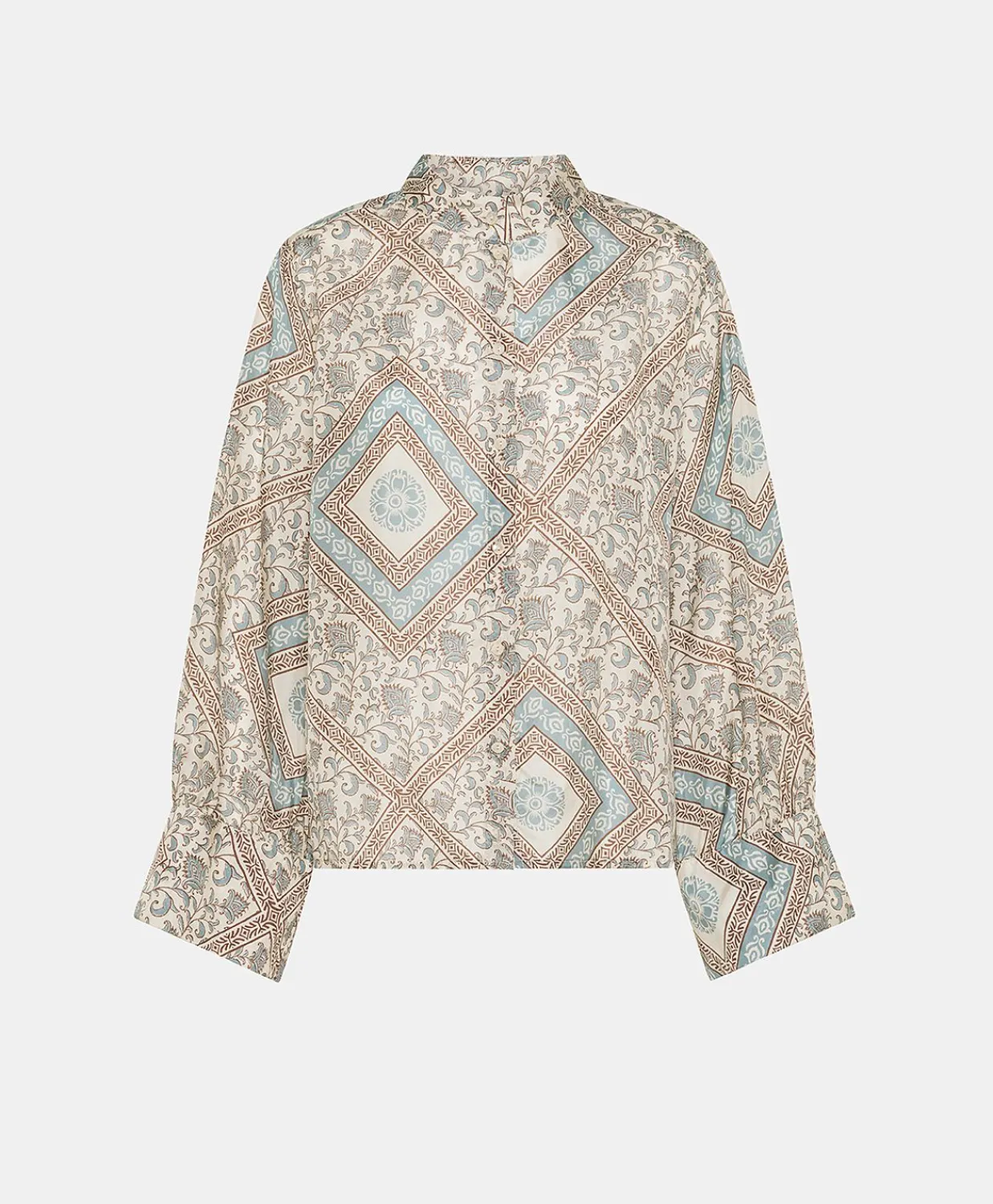 Donne Momonì Bluse E Camicie-Camicia Franklin In Haboutai Di Seta - Panna/Polveroso