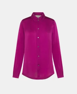 Donne Momonì Bluse E Camicie-Camicia Meudon In Seta Unita - Ciclamino