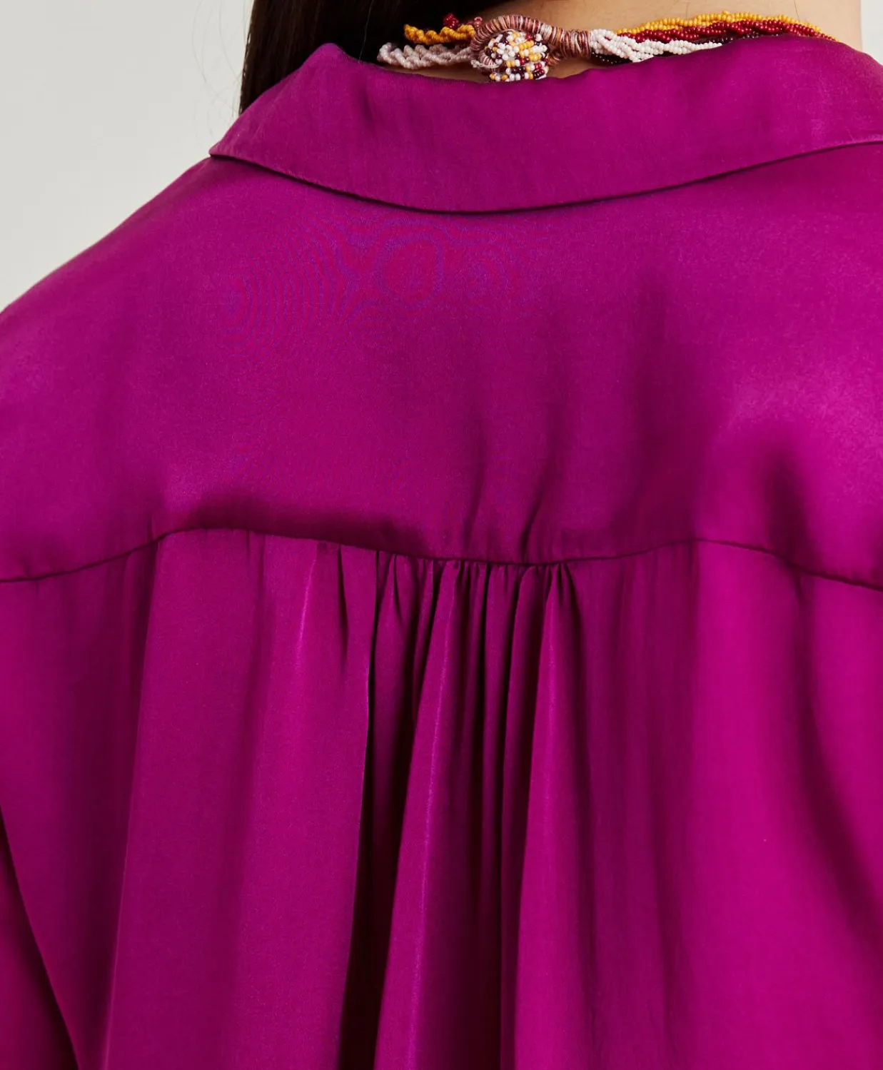 Donne Momonì Bluse E Camicie-Camicia Meudon In Seta Unita - Ciclamino