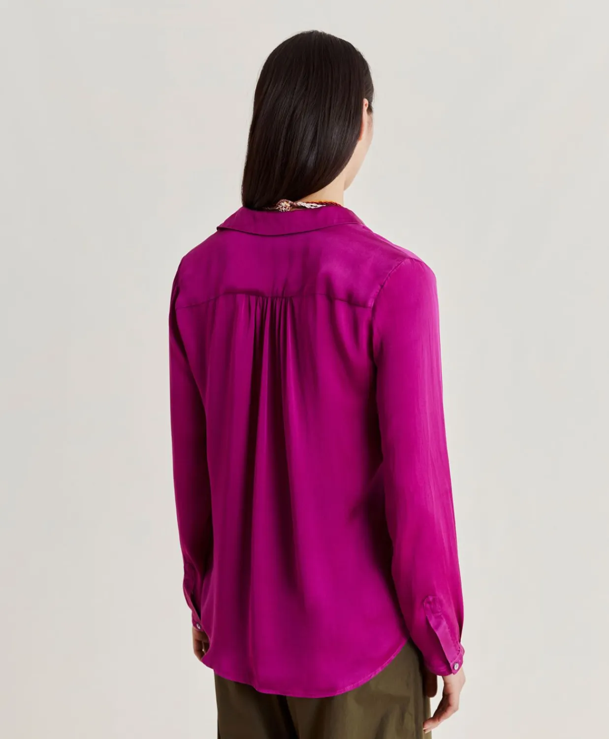 Donne Momonì Bluse E Camicie-Camicia Meudon In Seta Unita - Ciclamino