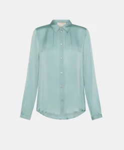 Donne Momonì Completi E Talleur-Camicia Meudon In Seta Unita - Ceruleo