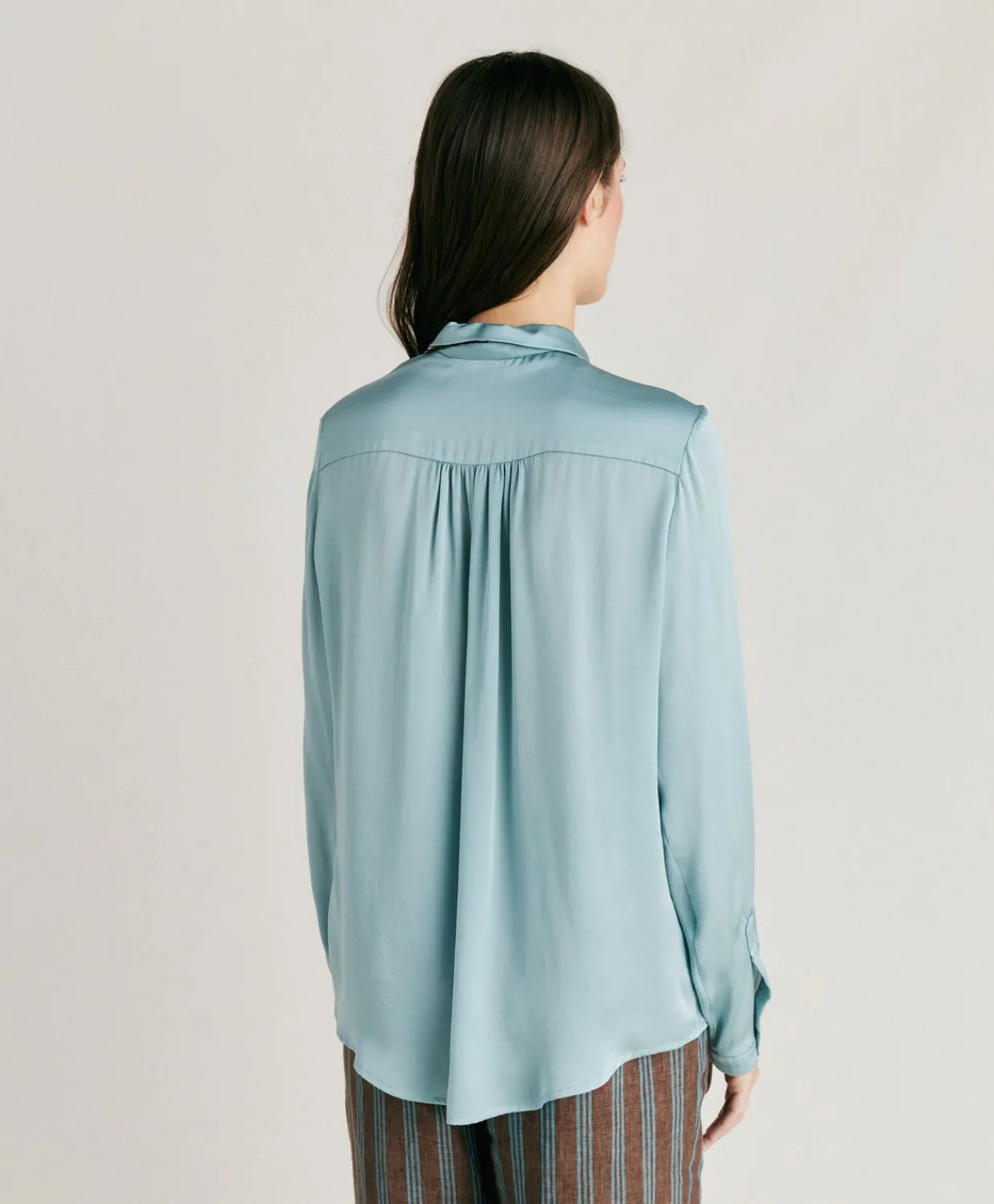 Donne Momonì Completi E Talleur-Camicia Meudon In Seta Unita - Ceruleo