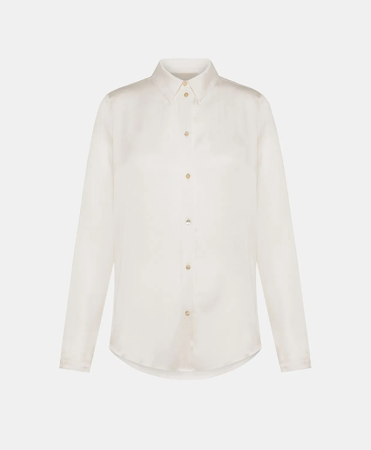 Donne Momonì Bluse E Camicie-Camicia Meudon In Seta Unita - Panna