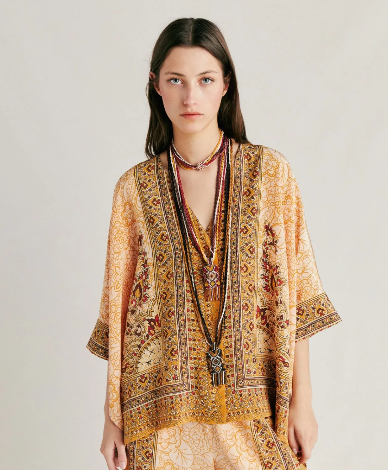 Donne Momonì Bluse E Camicie-Camicia Ray In Crepe De Chine - Bruciato/Multicolor