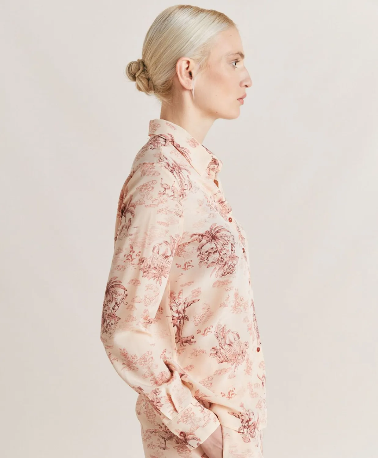 Donne Momonì Bluse E Camicie-Camicia Shirt In Crepe De Chine - Rosato/Amarena