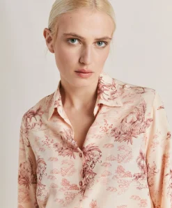 Donne Momonì Bluse E Camicie-Camicia Shirt In Crepe De Chine - Rosato/Amarena