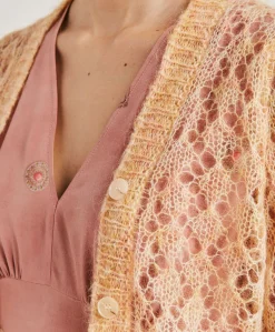 Donne Momonì Maglieria-Cardigan Altea In Soft Mohair - Arancio