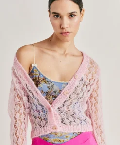 Donne Momonì Maglieria-Cardigan Altea In Soft Mohair - Rosa Baby