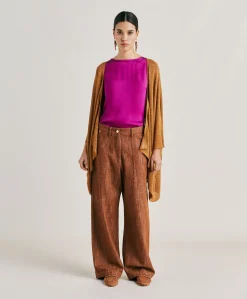 Donne Momonì Maglieria-Cardigan Divina Perlata Lurex - Caramello