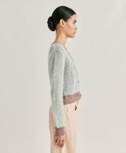 Donne Momonì Maglieria-Cardigan Dream In Soft Mohair - Turchese