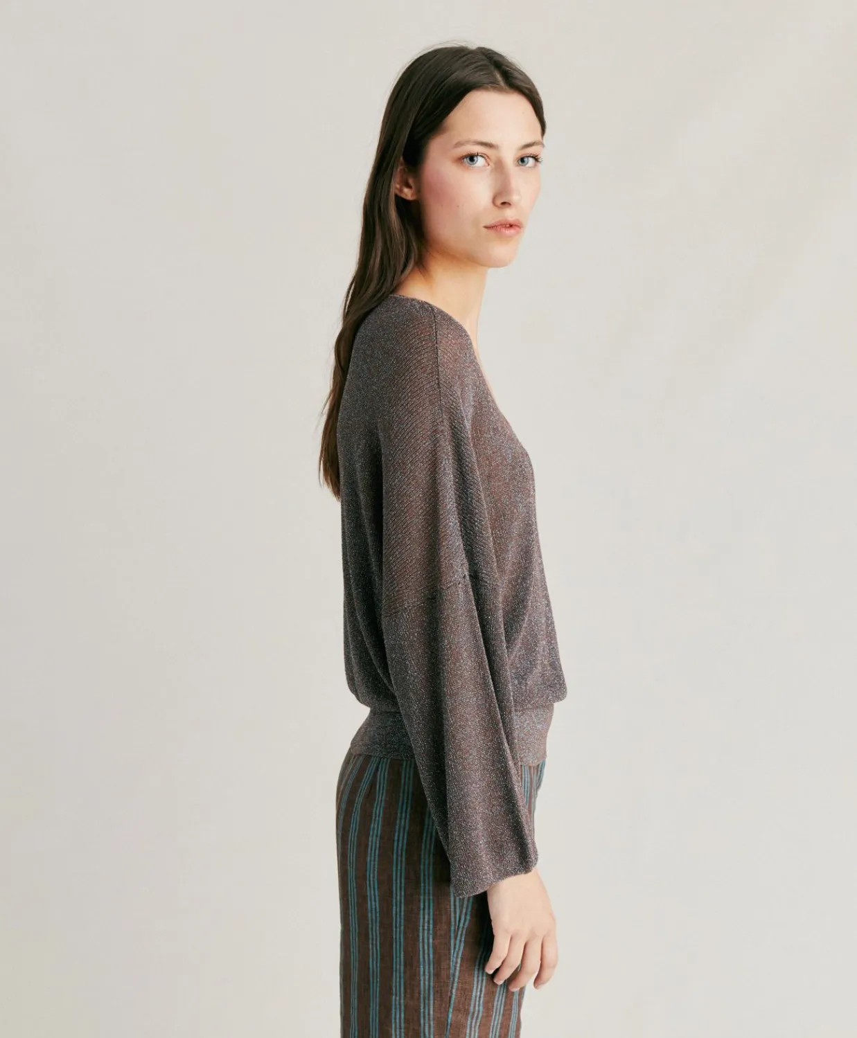 Donne Momonì Maglieria-Cardigan Fresno Perlata Lurex - Corteccia