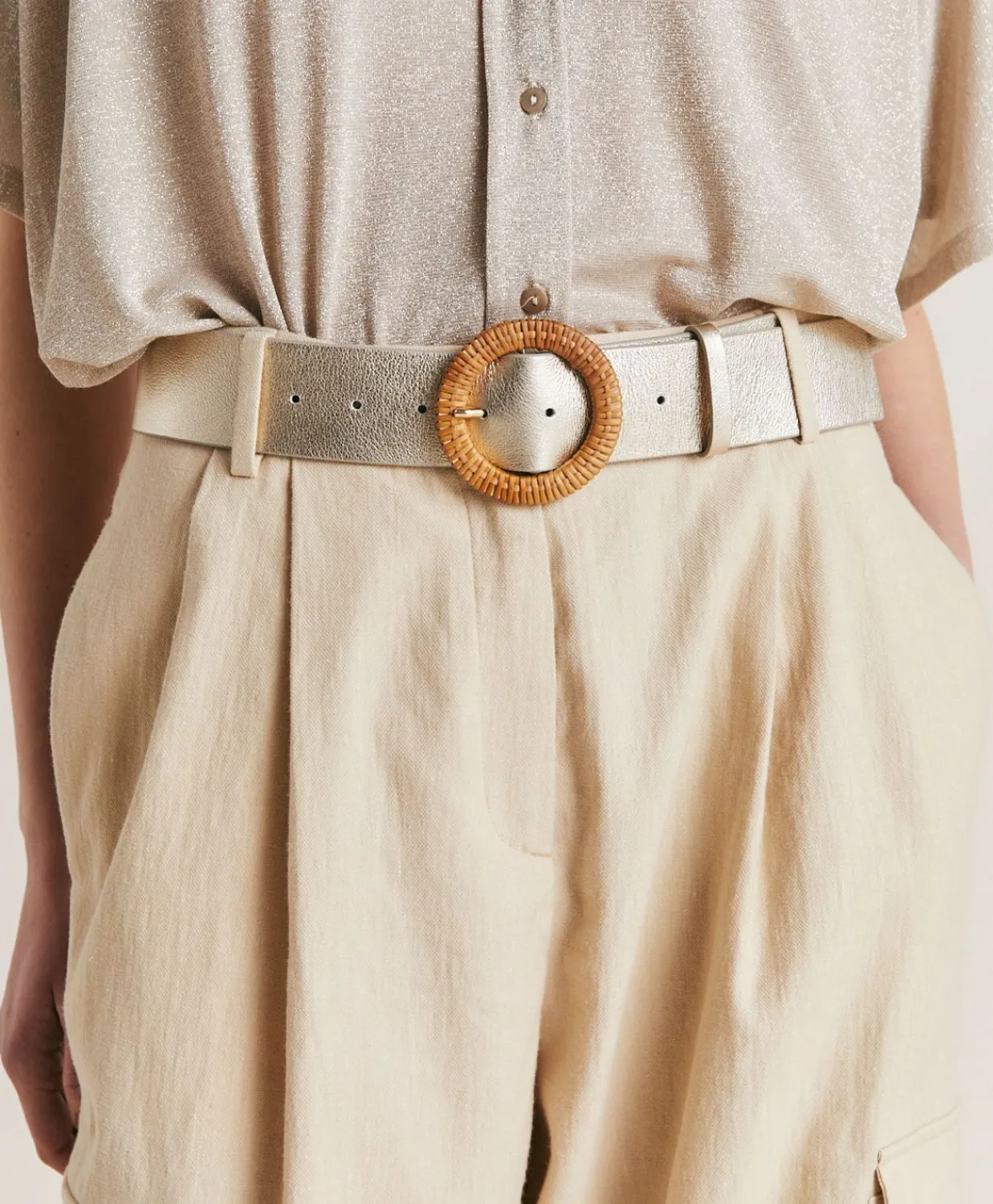 Donne Momonì Cinture-Cintura Adah In Pelle - Oro Chiaro