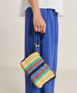 Donne Momonì Borse E Pochette-Clutch Yamir In Raffia A Righe - Multicolor