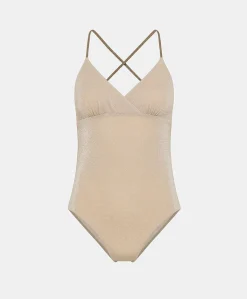 Donne Momonì Costumi Da Bagno-Costume Intero Summer In Jersey Lurex - Sabbia/Fango