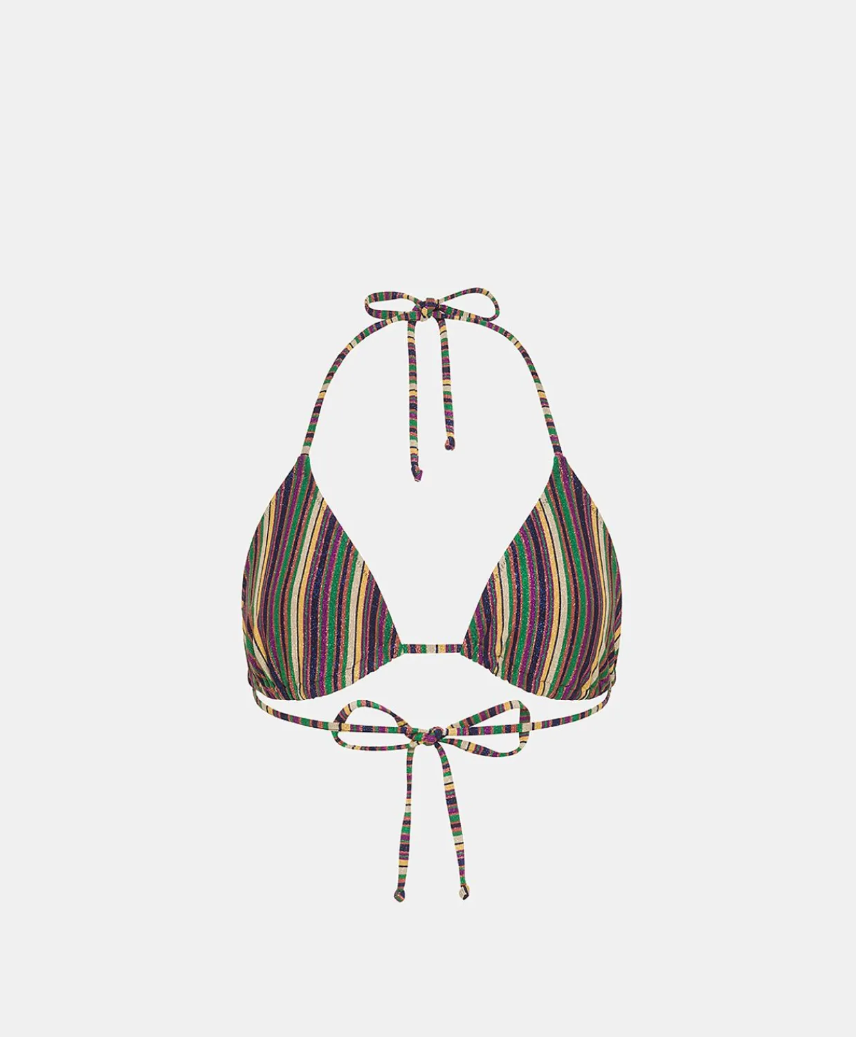 Donne Momonì Costumi Da Bagno-Costume Marine A Triangolo In Jersey Lurex A Righe - Multicolor Verde