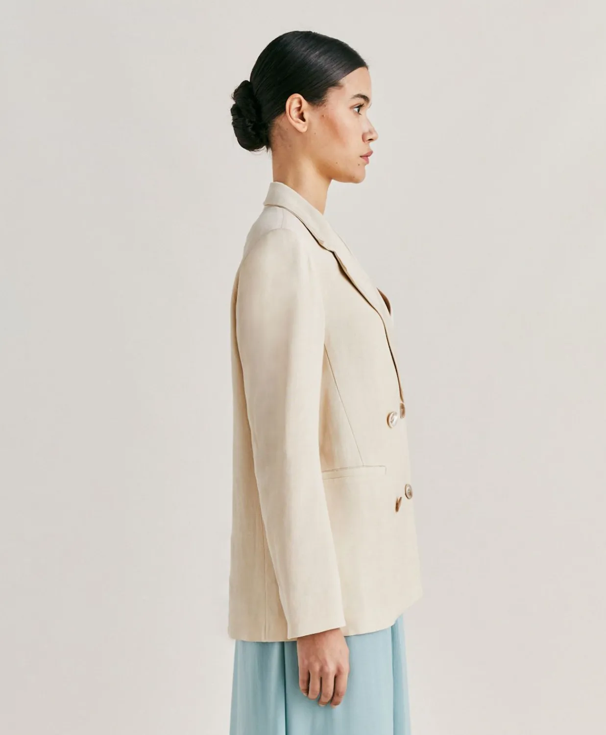 Donne Momonì Giacche-Giacca Clair In Viscosa Lino Elegante - Crema