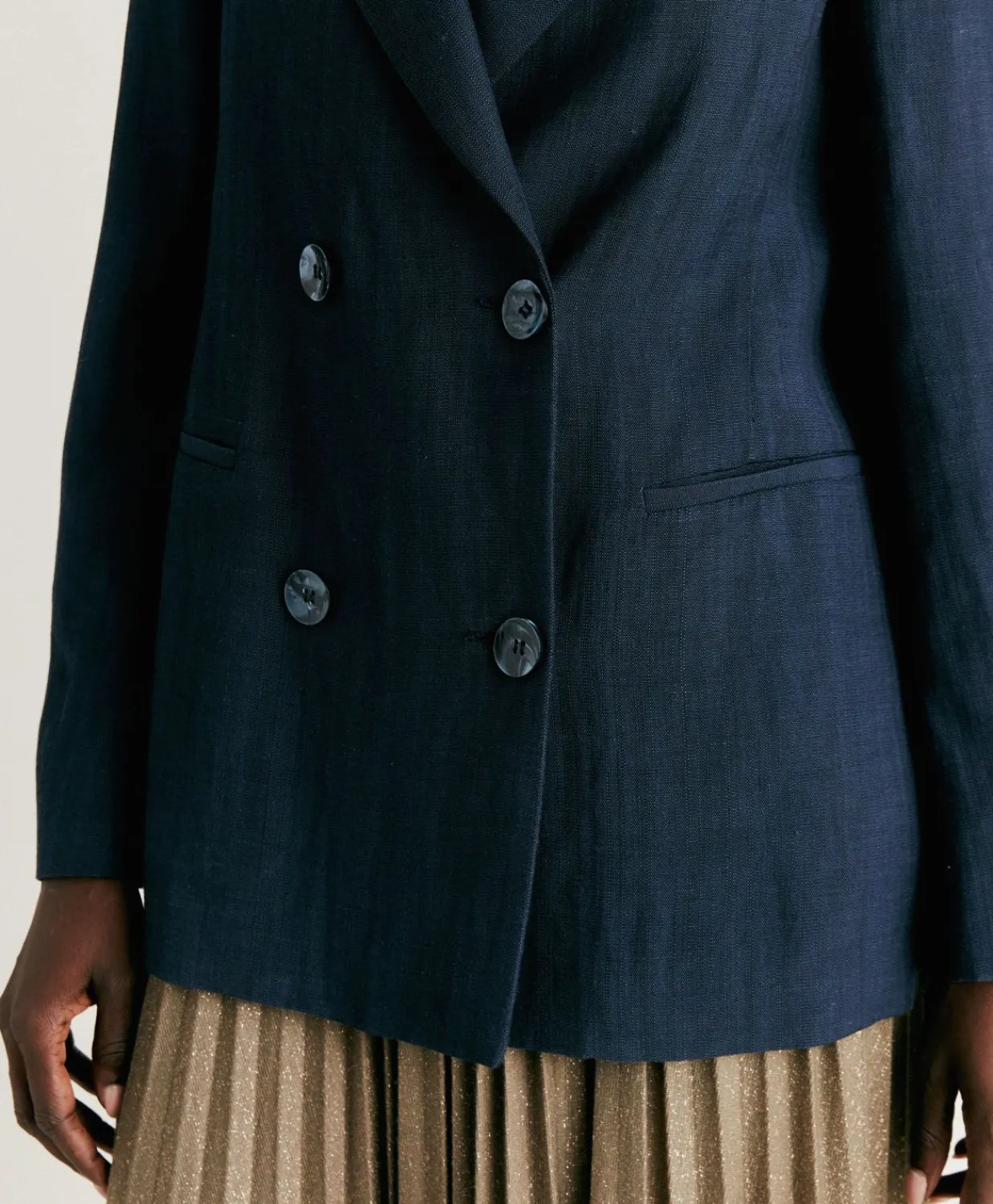 Donne Momonì Completi E Talleur-Giacca Clair In Viscosa Lino Elegante - Blu Notte