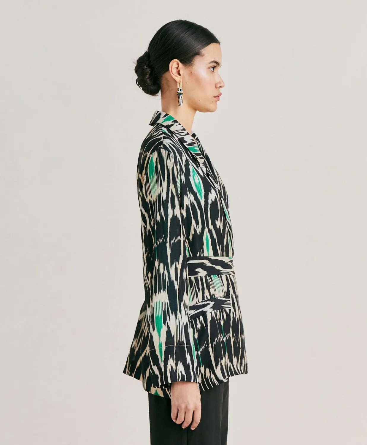 Donne Momonì Giacche-Giacca Cristal In Viscosa Lino - Nero Multicolor