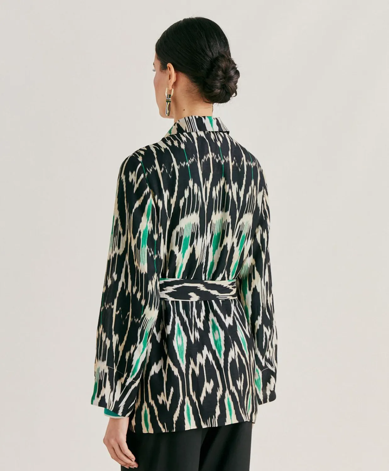 Donne Momonì Giacche-Giacca Cristal In Viscosa Lino - Nero Multicolor