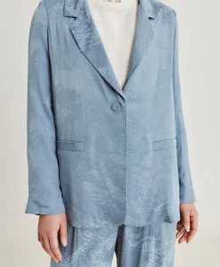 Donne Momonì Completi E Talleur-Giacca Dayton In Cupro Jacquard - Cielo