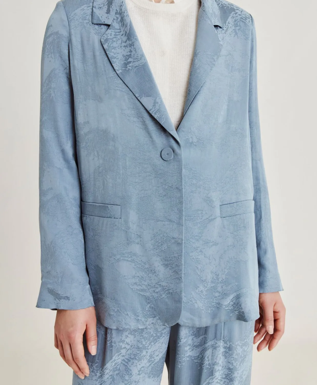 Donne Momonì Completi E Talleur-Giacca Dayton In Cupro Jacquard - Cielo