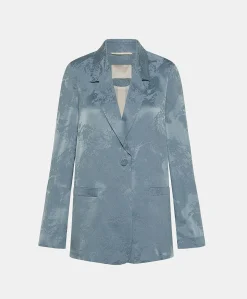 Donne Momonì Completi E Talleur-Giacca Dayton In Cupro Jacquard - Cielo