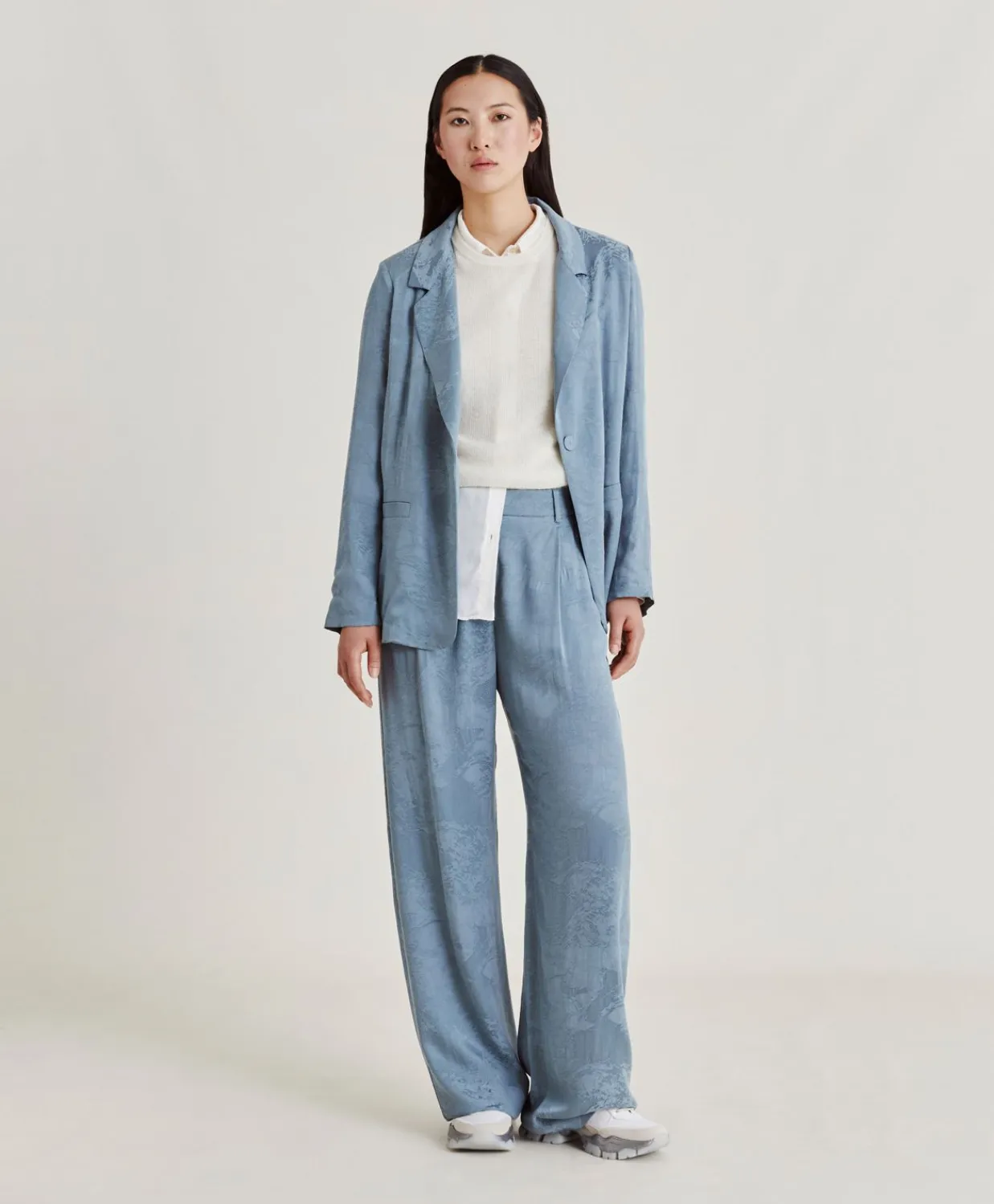 Donne Momonì Completi E Talleur-Giacca Dayton In Cupro Jacquard - Cielo