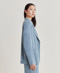 Donne Momonì Completi E Talleur-Giacca Dayton In Cupro Jacquard - Cielo