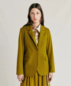 Donne Momonì Completi E Talleur-Giacca Futura In Gabardina - Oliva