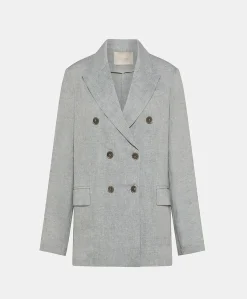 Donne Momonì Completi E Talleur-Giacca Lilia In Lino Lurex - Grigio
