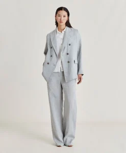 Donne Momonì Completi E Talleur-Giacca Lilia In Lino Lurex - Grigio