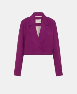 Donne Momonì Completi E Talleur-Giacca Rosita In Viscosa Lino Elegante - Ciclamino
