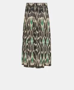 Donne Momonì Gonne-Gonna Celestin In Viscosa Lino - Nero Multicolor