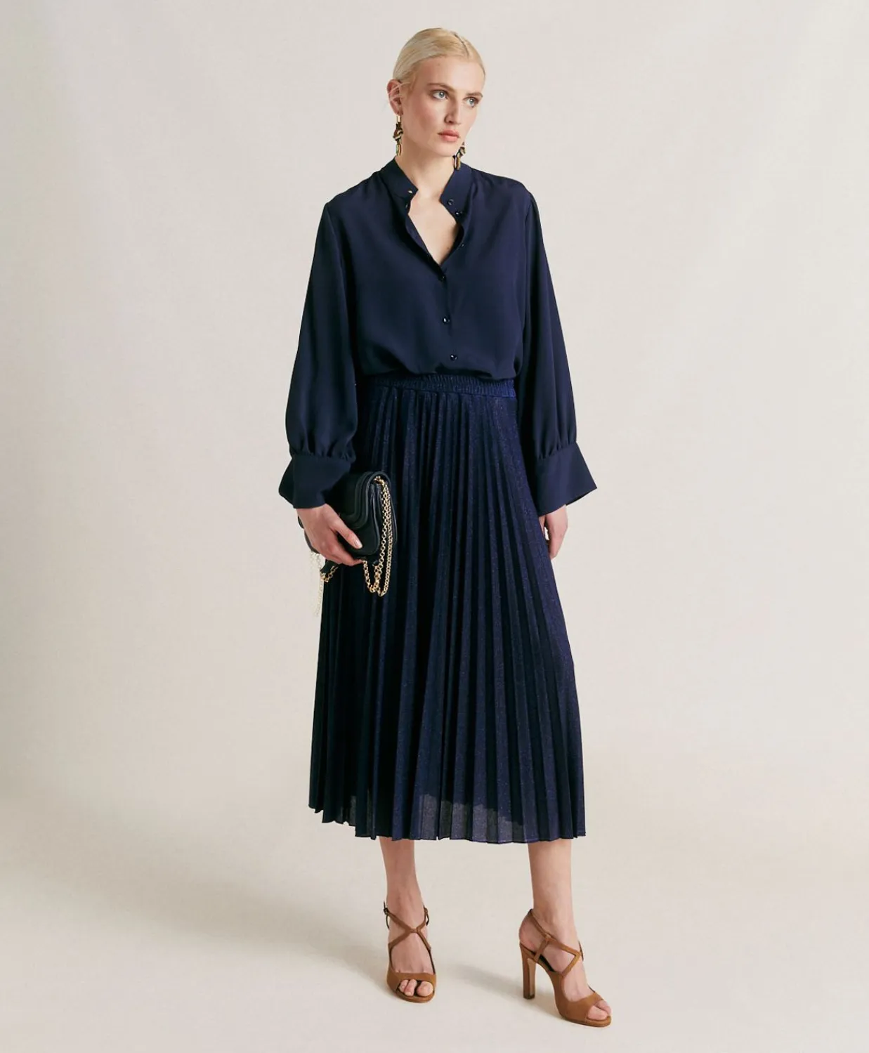 Donne Momonì Gonne-Gonna Emi In Jersey Lurex - Bluette