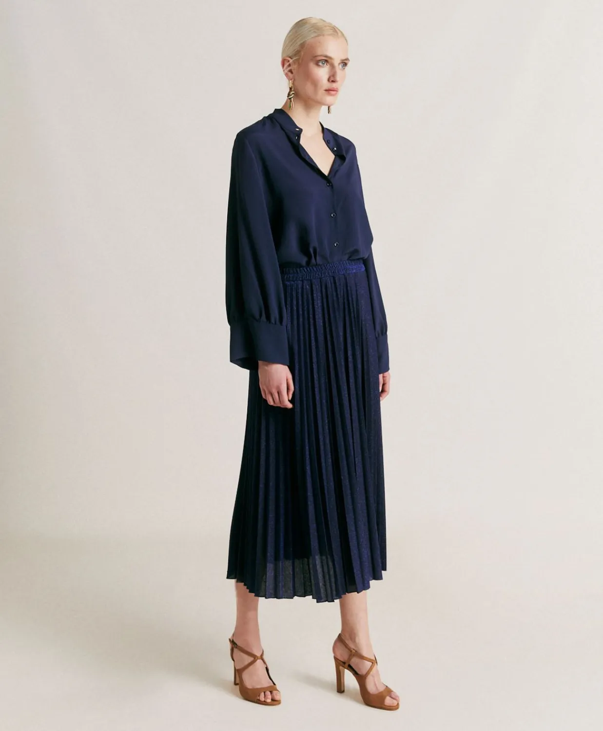 Donne Momonì Gonne-Gonna Emi In Jersey Lurex - Bluette