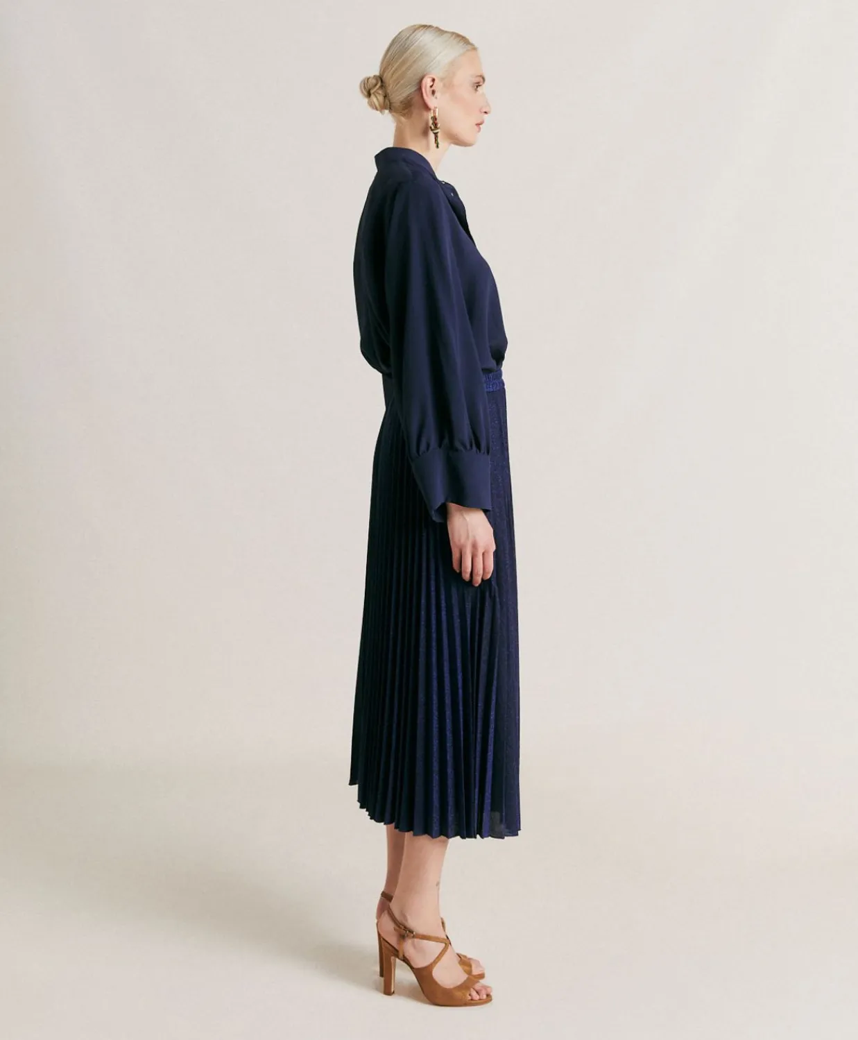 Donne Momonì Gonne-Gonna Emi In Jersey Lurex - Bluette