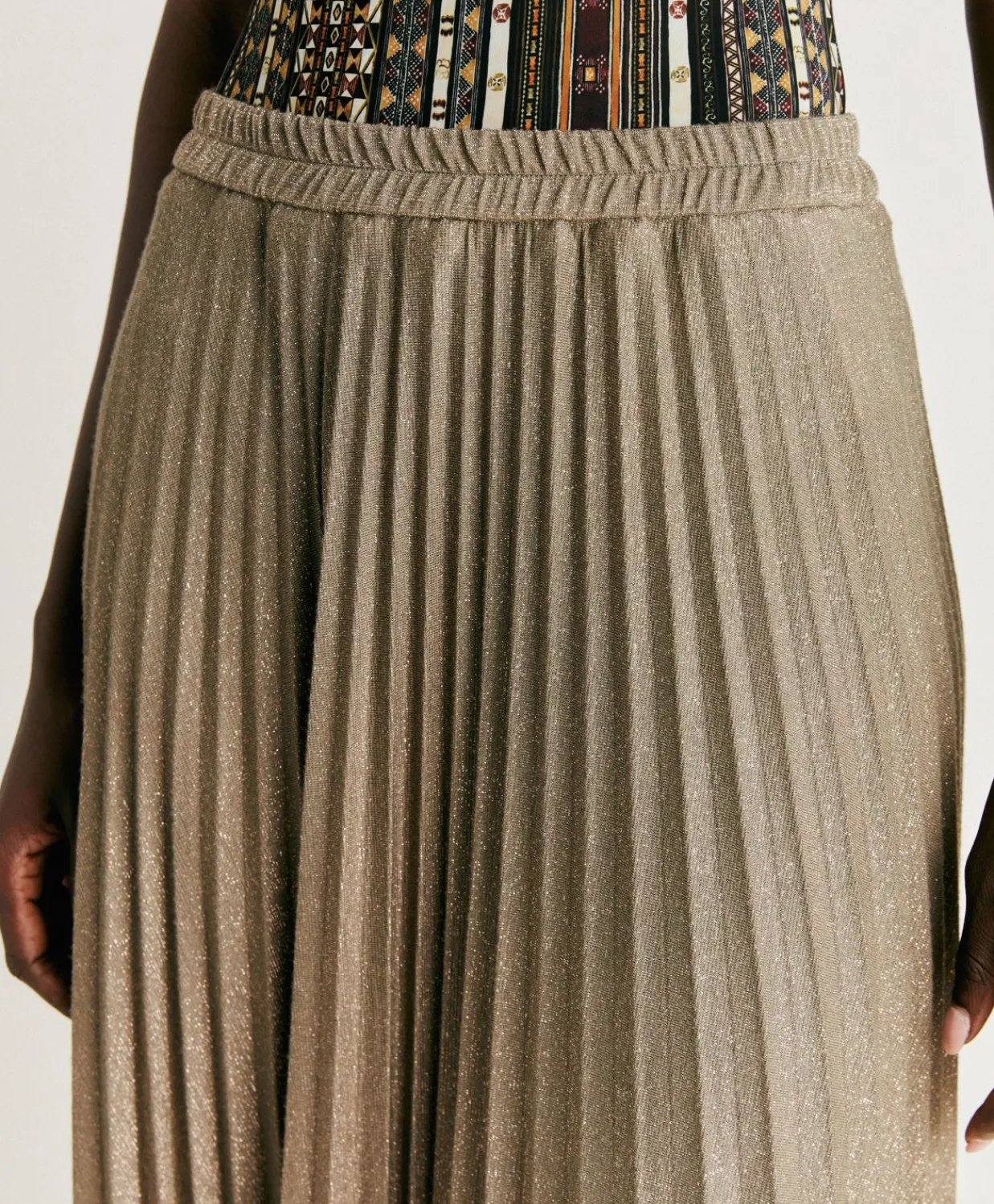 Donne Momonì Gonne-Gonna Emi In Jersey Lurex - Fango