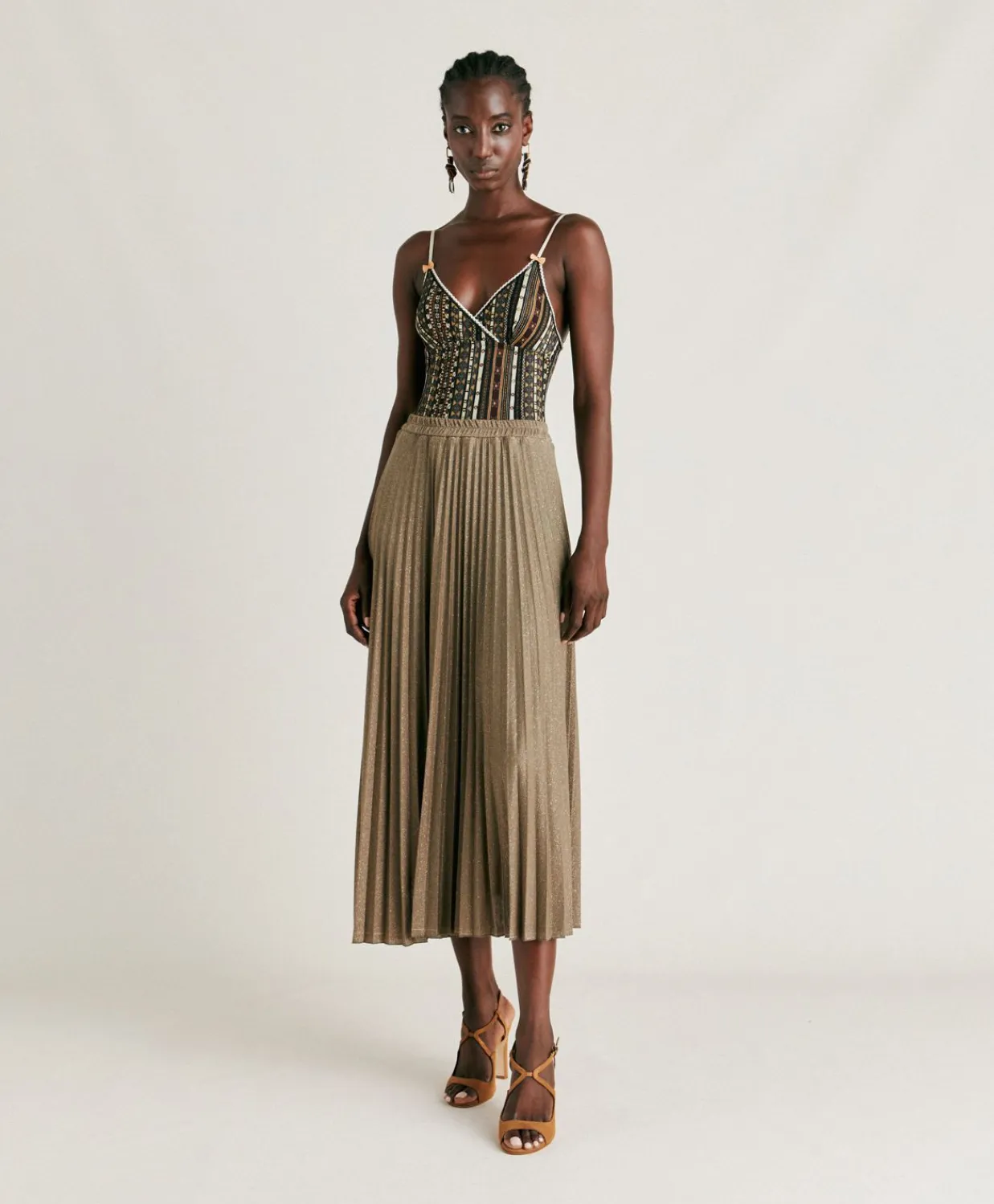 Donne Momonì Gonne-Gonna Emi In Jersey Lurex - Fango