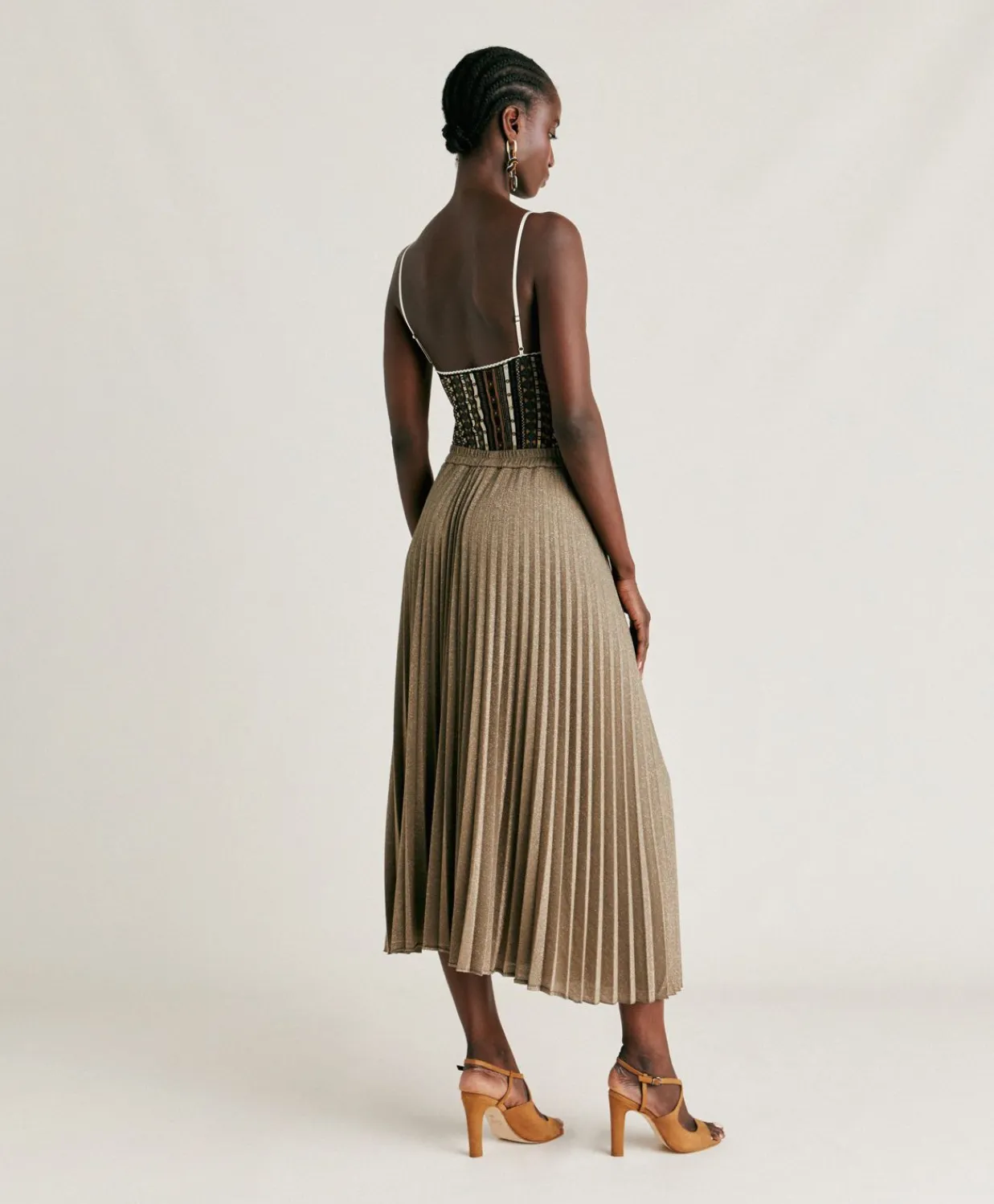 Donne Momonì Gonne-Gonna Emi In Jersey Lurex - Fango