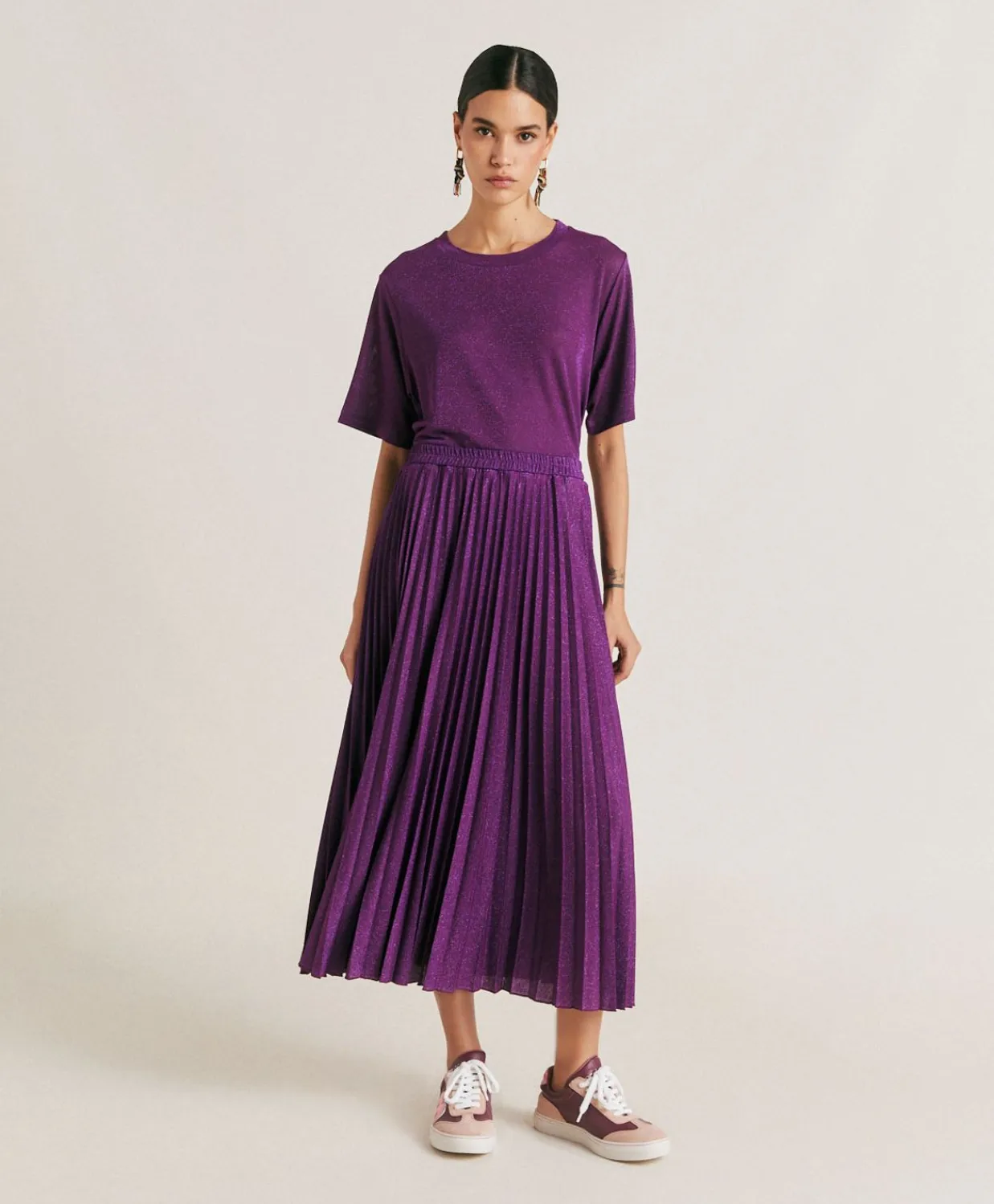 Donne Momonì Gonne-Gonna Emi In Jersey Lurex - Ciclamino