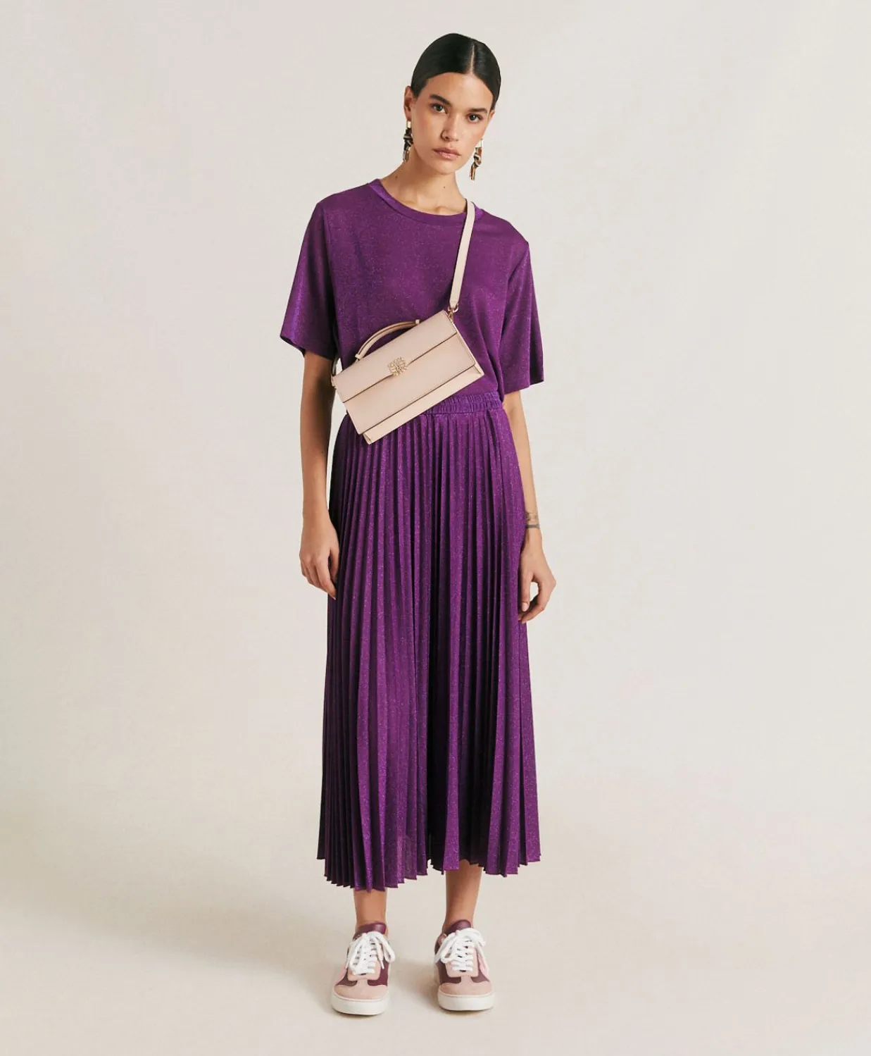 Donne Momonì Gonne-Gonna Emi In Jersey Lurex - Ciclamino