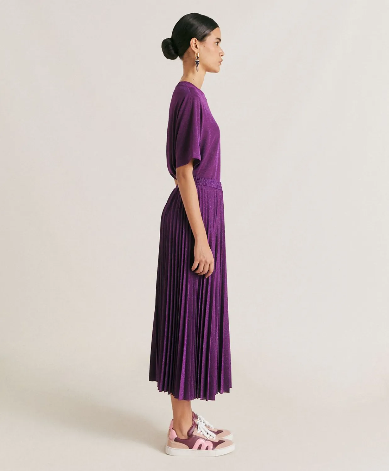 Donne Momonì Gonne-Gonna Emi In Jersey Lurex - Ciclamino