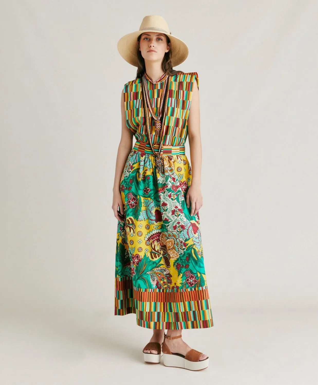 Donne Momonì Gonne-Gonna Iris In Popeline - Multicolor Giallo