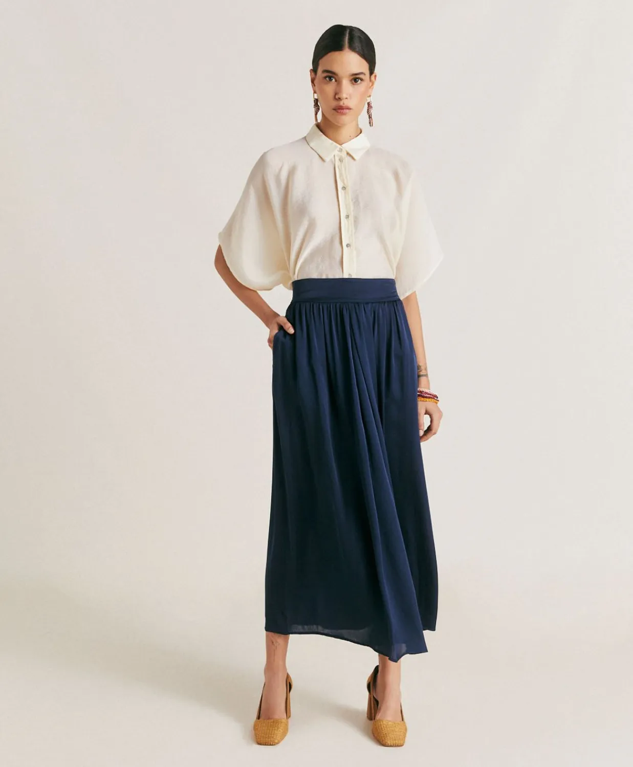 Donne Momonì Gonne-Gonna Nicolas In Acetato Seta - Blu Notte