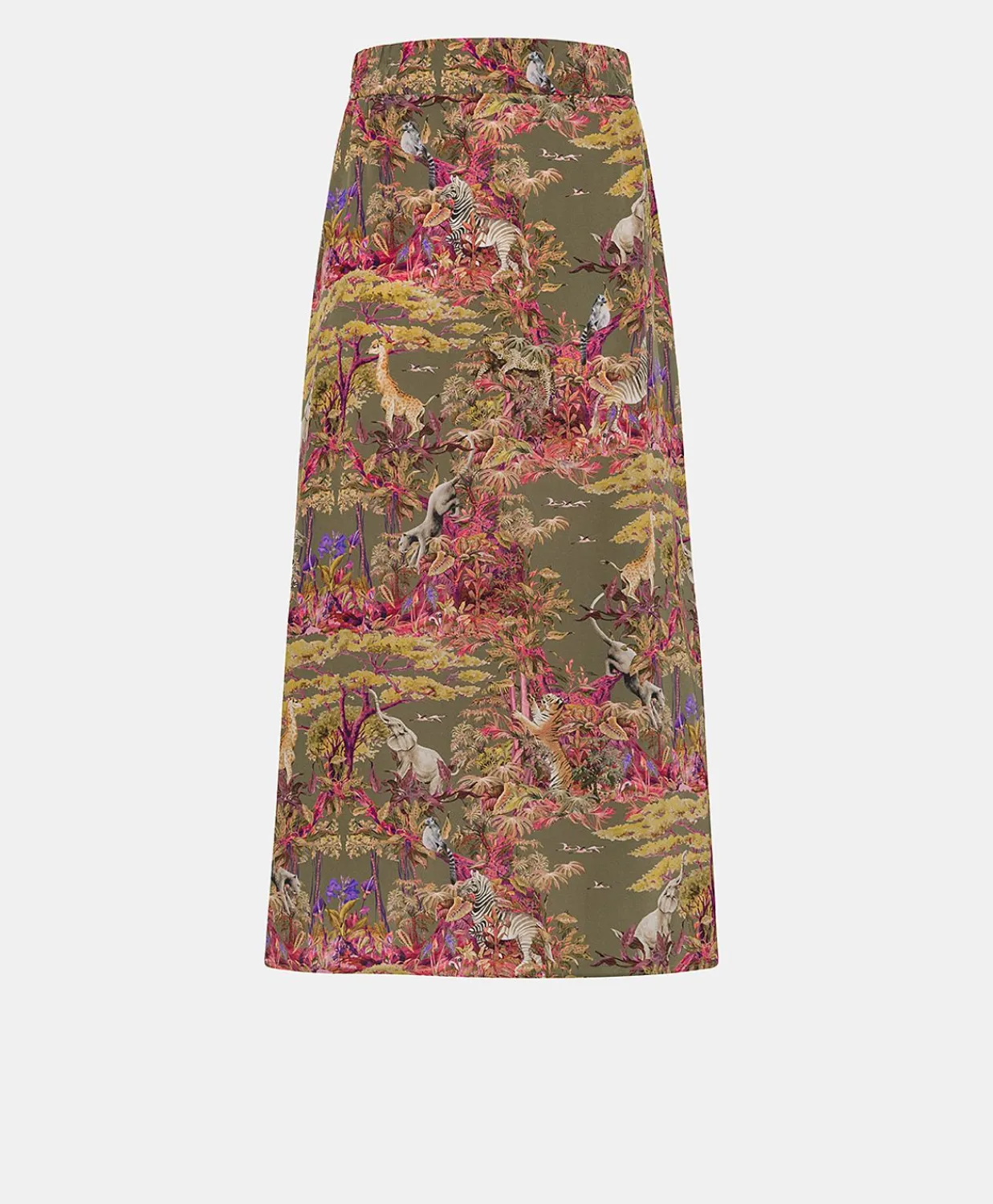 Donne Momonì Gonne-Gonna Olla In Crepe De Chine - Oliva Multicolor