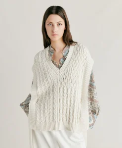 Donne Momonì Maglieria-Maglia Arene Con Mix Di Punti - Panna