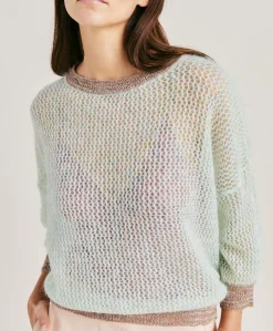 Donne Momonì Maglieria-Maglia Bella In Soft Mohair - Turchese