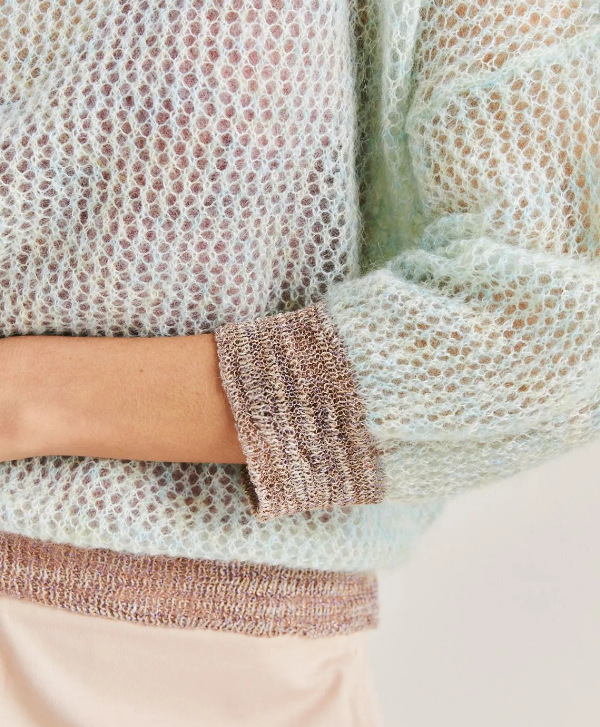 Donne Momonì Maglieria-Maglia Bella In Soft Mohair - Turchese
