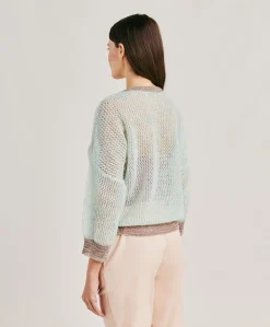 Donne Momonì Maglieria-Maglia Bella In Soft Mohair - Turchese