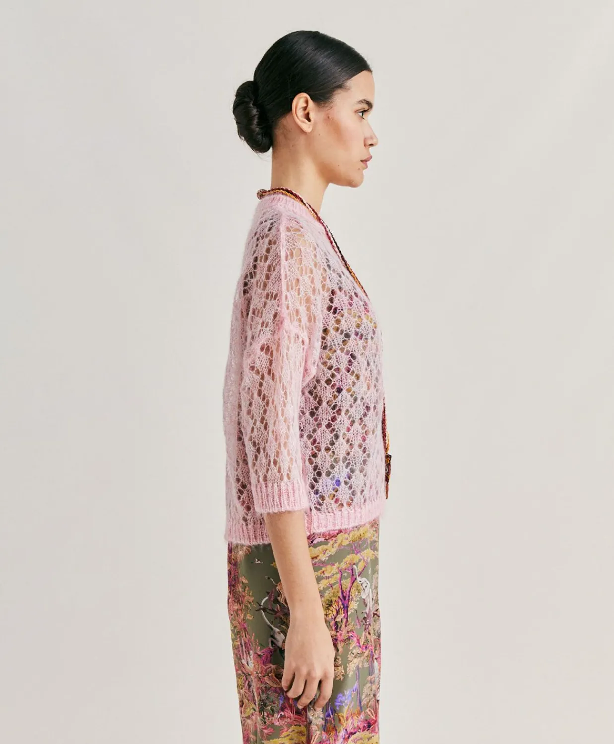Donne Momonì Maglieria-Maglia Campanula In Soft Mohair - Rosa Baby